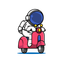 Cute astronaut is on Scooter